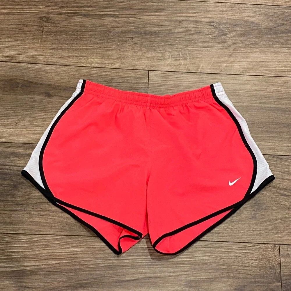 Nike Dri Fit Running Athletic Lined Shorts Size Youth L‎ Pink Black Mesh Side